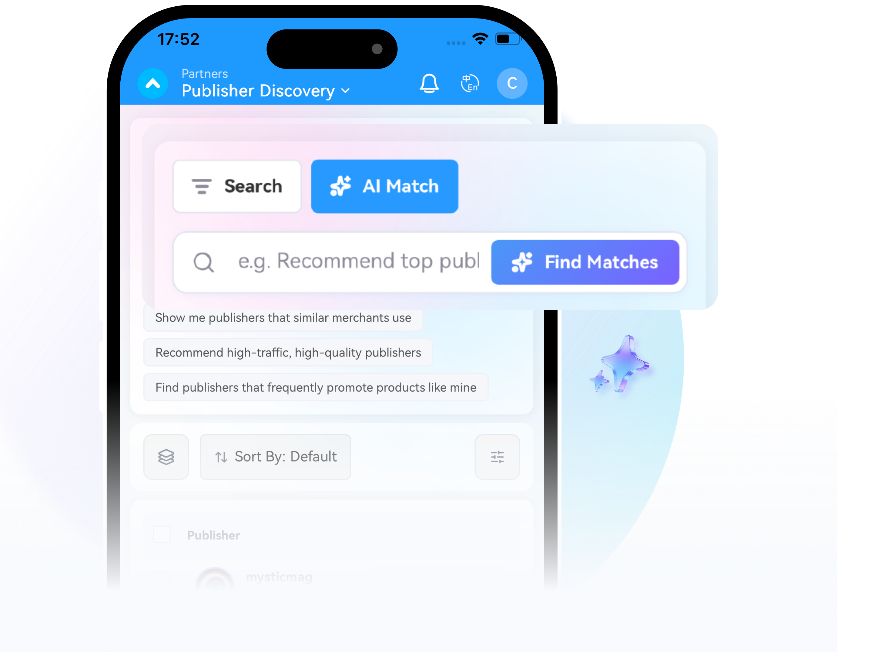 PartnerBoost 应用的合作伙伴发现界面